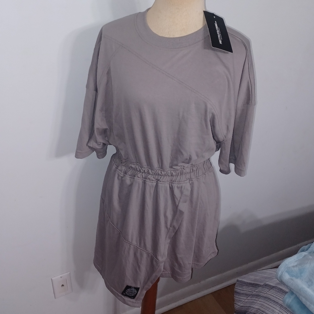 Charcoal Cotton Wrap Skirt - T-Shirt Dress- W Sz 10